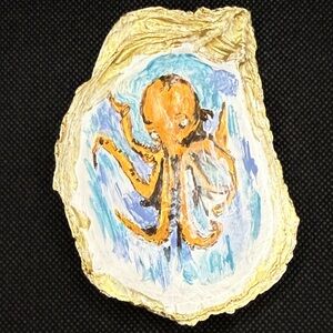 Hand-Painted Octopus Oyster Shell